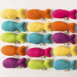 Hand-sewn plushie fishes cat toy - no  catnip